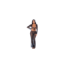 Top et pantalon en dentelle florale noire 